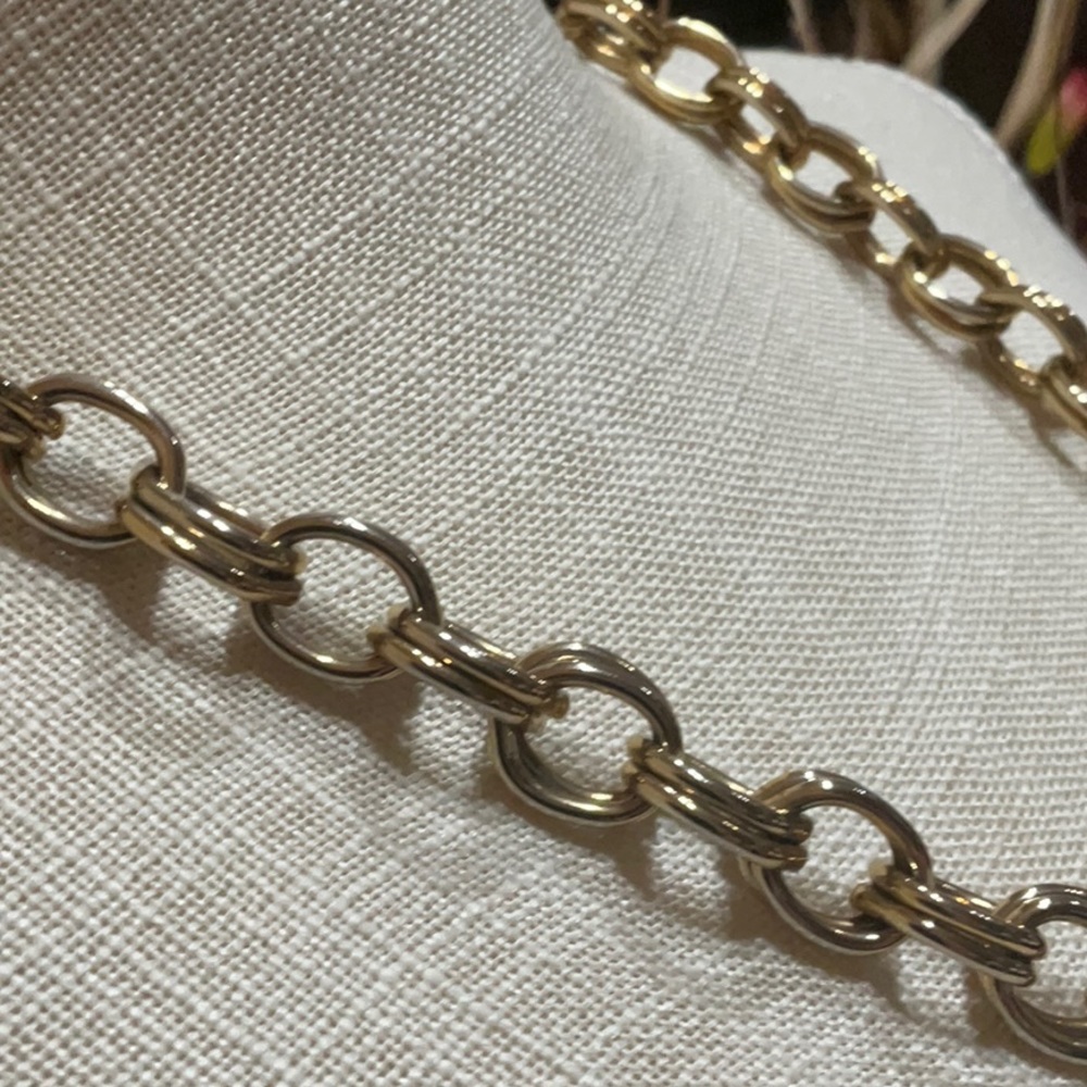 Vintage Signed Erwin Pearl Double Link Gold Chain Necklace - Picture 4 of 8